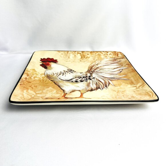 Susan Winget Farmhouse Rooster Square Serving Plate Certified International 10" - Picture 2 of 5